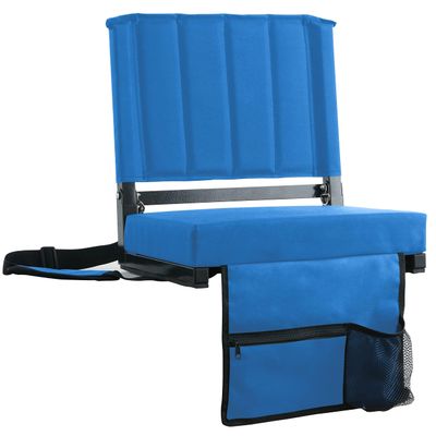 SPORT BEATS Stadium Seats with Back Support Bleacher Chairs with Back and Cushion Thick Padded Bleacher Seats Includes Shoulder Strap Blue 2pcs Regular - 17" W x 12" D x 16.5" H