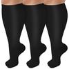 3 Pack Wide Calf Compression Socks for Women & Men, Plus Size Knee High Stockings for Circulation Support, Black 5XL view 1