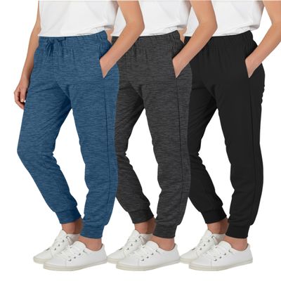 Real Essentials 3 Pack: Girls' Lounge Joggers Soft Athletic Performance Casual Sweatpants-Set 7, S (8)