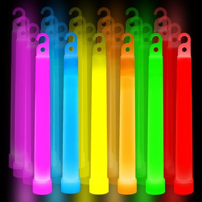 PCA 24 PCS Premium Neon Glow Sticks with PE String, Ultra Bright Multicolor, 6 Inch Emergency Light Sticks For Blackout Or Storm Ready Use,Waterproof, Non-toxic, Duration Lighting