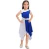 Linjinx Kids Girls Praise Lyrical Dance Dress Worship Liturgical Celebration Costume Church Robe Blue&White 6 Years view 1