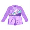 Huimingda Leotards for Girls Gymnastics Shiny Metallic Long Sleeve Dance Biketards Tumbling Bodysuit Light Purple 12 Years view 4