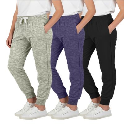 Real Essentials 3 Pack: Girls' Lounge Joggers Soft Athletic Performance Casual Sweatpants-Set 5, XS (7)