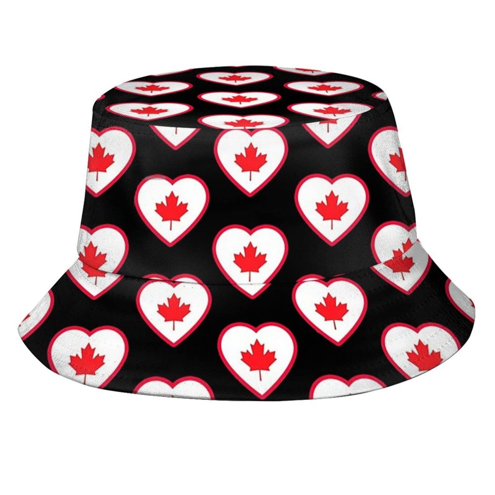 Cute Canada Flag Bucket Hat Summer Travel Beach Sun Hat Packable Outdoor Canadian Fisherman Cap for Women Men