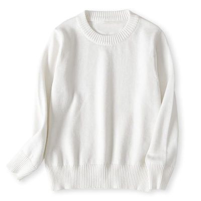 ACESTAR Boys and Girls' Uniform Cotton Crew-Neck Sweaters Long Sleeve Pullover Knit SweaterWhite,130/6Y