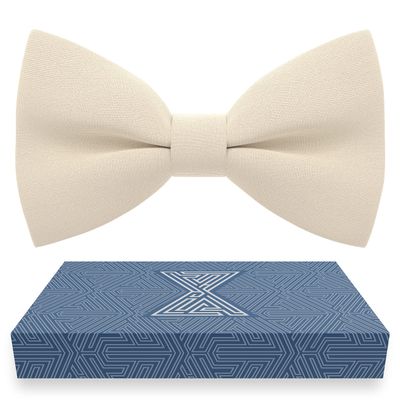 Bow Tie House Babies Classic Pre-Tied Bow Tie Formal Solid Tuxedo Relaunch (Small, Ivory-Beige)