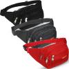 3 Pcs Fanny Packs Crossbody Waist Bags for Women Men Crossbody Waterproof Fanny Pack Belt Bag for Travel Walking Running Hiking Cycling Outdoor Easy Carry Any Phone, Wallet (Black, Red, Gray) view 1