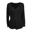 Fall Dresses, Crew Neck Tunic Women Warm Comfy Sweaters for Lightweight Open Cardigan Women's Fashion V-Neck Pullover Shirt Solid Color Long Sleeve Ruffle Waist Shirt Sweater Size (S, Black) view 4