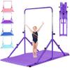 MARFULA Foldable Gymnastic Bar for Kids Ages 3-12, 9 Height Levels, 200 lbs Weight Capacity, 5 Ft Length Gymnastic Kip Bar with Mat, Gymnastic Equipment for Home and Gym Center Indoor Outdoor Use view 1