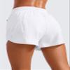 CRZ YOGA Dolphin Athletic Shorts for Women 3" - High Waisted Quick Dry for Running Workout Gym Track with Zip Pocket White Medium view 2