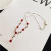 Fuqimanman2020 3pcs Red Rose Flower Pendant Y Necklace Dangle Earrings Bracelets Set for Women Bride Wedding Mothers Day Gifts Aesthetic Jewelry-3pcs view 4