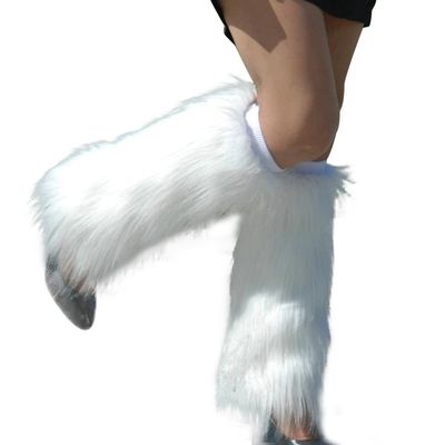 Altsuceser Women Winter Fashion Faux Furry Solid Color Soft Leg Warmers Boot Covers White 20cm