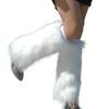 Altsuceser Women Winter Fashion Faux Furry Solid Color Soft Leg Warmers Boot Covers White 20cm view 1