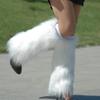 Altsuceser Women Winter Fashion Faux Furry Solid Color Soft Leg Warmers Boot Covers White 20cm view 2