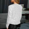 Womens Sequin Blazer Jacket Casual Long Sleeve Open Front Zip Up Sparkle Bomber Jackets for Evening Party view 3