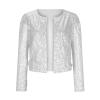 Womens Sequin Blazer Jacket Casual Long Sleeve Open Front Zip Up Sparkle Bomber Jackets for Evening Party view 4