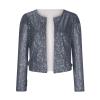 Womens Sequin Blazer Jacket Casual Long Sleeve Open Front Zip Up Sparkle Bomber Jackets for Evening Party view 4