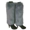 Altsuceser Women Winter Fashion Faux Furry Solid Color Soft Leg Warmers Boot Covers Grey 40cm view 1