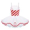 Aislor Girls Candy Cane Bowknot Mesh Ballet Tutu Dress Figure Ice Skating Leotard Dress Christmas Dancing Costume Red 6 Years view 2