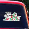 Merry Christmas Virginia Car Truck Decal Virginia USA States Christmas Decal for Car Vinyl Sticker Christmas Colorful Plaid Decals Bumper Stickers for Trucks Window Wall Laptop view 2