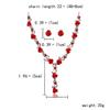 Fuqimanman2020 2pcs Red Rose Flower Pendant Y Necklace Dangle Earrings Set for Women Bride Wedding Mothers Day Gifts Aesthetic Jewelry-2pcs view 2