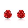 Fuqimanman2020 2pcs Red Rose Flower Pendant Y Necklace Dangle Earrings Set for Women Bride Wedding Mothers Day Gifts Aesthetic Jewelry-2pcs view 4