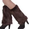 Altsuceser Women Winter Fashion Faux Furry Solid Color Soft Leg Warmers Boot Covers Coffee 40cm view 1