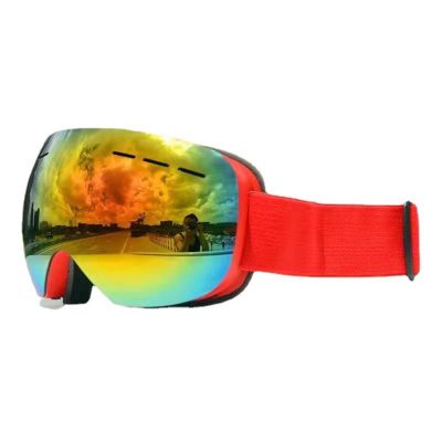 FRAHS Ski Goggles, Motorcycle Goggles with Double-Sided Velvet Elastic Band & Two-Way Air Venting Holes, Snowboard Goggles for Men & Women (Color : Red)