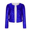 Womens Sequin Blazer Jacket Casual Long Sleeve Open Front Zip Up Sparkle Bomber Jackets for Evening Party view 4