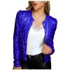 Womens Sequin Blazer Jacket Casual Long Sleeve Open Front Zip Up Sparkle Bomber Jackets for Evening Party view 1