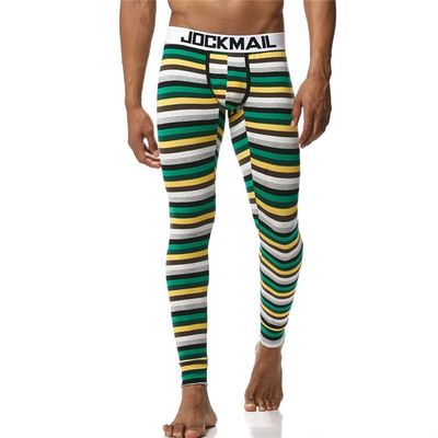 JOCKMAIL Long Johns Pants Men Thermal Underwear Cotton Printed Mens Thermal Underwear Sleeping Bottoms Leggings Pant (Yellow, Medium)