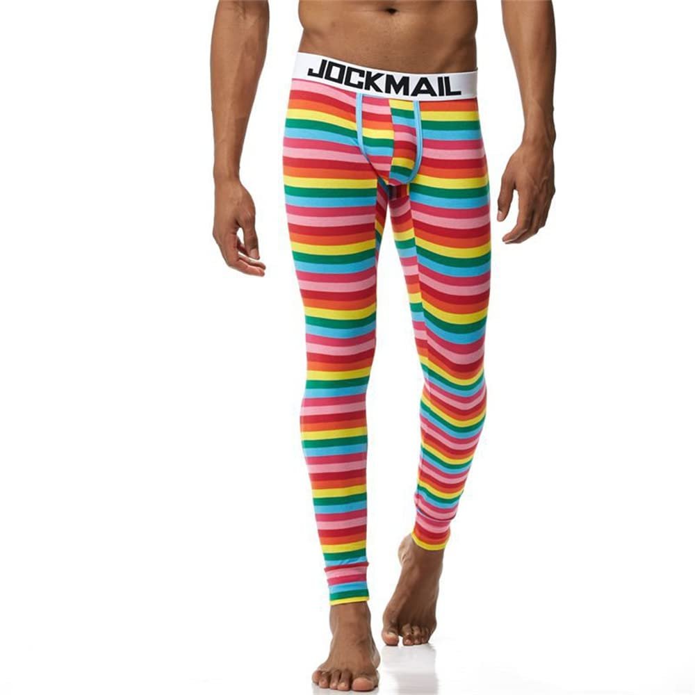 JOCKMAIL Long Johns Pants Men Thermal Underwear Cotton Printed Mens Thermal Underwear Sleeping Bottoms Leggings Pant (Red, XX-Large)