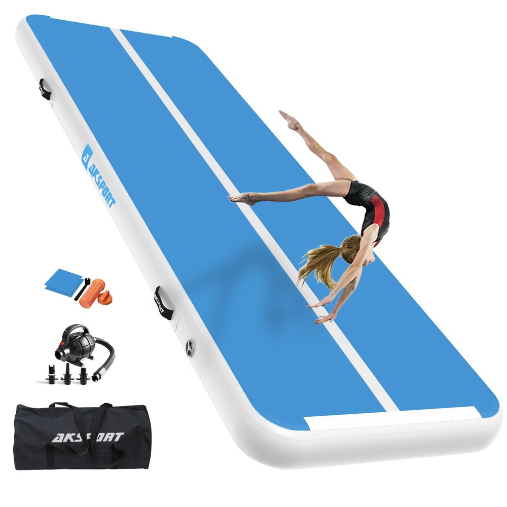 AKSPORT Air Tumble Track 10ft 13ft 16ft 20ft Inflatable Gymnastics Mat Air Tumbling Mat for Home Use/Tumbling/Gym/Training/Cheerleading/Yoga