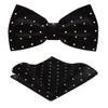 TIE G Men's Glitter Velvet Bow Tie + Pocket Square Set in Gift Box for Wedding, Party : Glittering Effects, Unisex Design (Imperial Black) view 1