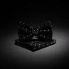 TIE G Men's Glitter Velvet Bow Tie + Pocket Square Set in Gift Box for Wedding, Party : Glittering Effects, Unisex Design (Imperial Black) view 2