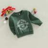 MoZiKQin Toddler Baby Christmas Outfit Girl Boy Crewneck Sweatshirt Letter Print Long Sleeve Sweater Shirt Fall Clothes (Christmas Tree Farm-Green,18-24 Months) view 2