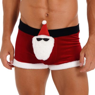 JEEYJOO Men's Red Santa Christmas Fancy Dress Costume Velvet Sequin Xmas Underwear Santa Claus Doll 3X-Large