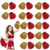 Chivao 24 Pcs Cheerleading Pom Poms, Metallic Foil Handle Cheer Squad Team Spirited Fun for Party, Sports Dance Cheer, 30 Grams Weight Each(Red, Gold) view 1