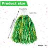 CUGBO 60Pcs Cheerleading Pom Poms Bulk, Metallic Foil Flower Ribbons Cheerleader Pompoms with Plastic Finger Ring for Adults Kids Girls Team Spirit Sports Dance Cheering (Green+Gold) view 2