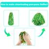 CUGBO 60Pcs Cheerleading Pom Poms Bulk, Metallic Foil Flower Ribbons Cheerleader Pompoms with Plastic Finger Ring for Adults Kids Girls Team Spirit Sports Dance Cheering (Green+Gold) view 3