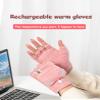 Women's Half Finger Gloves Electric Heated Gloves Winter Heating Gloves Touchscreen Washable Half-Finger Clamshell Gloves for Laptop Work Study Texting Sport Warm Gloves-A view 3
