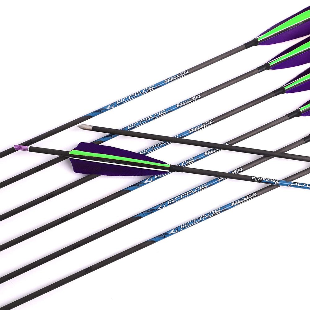1000 Spine Arrow 29 Inch Arrow Target Practice Arrow Hunting Arrow Carbon Arrows Compound Bow Recurve Bow Adult Youth Archery Indoor Outdoor Shooting Bullet Field Tip 6pc Green