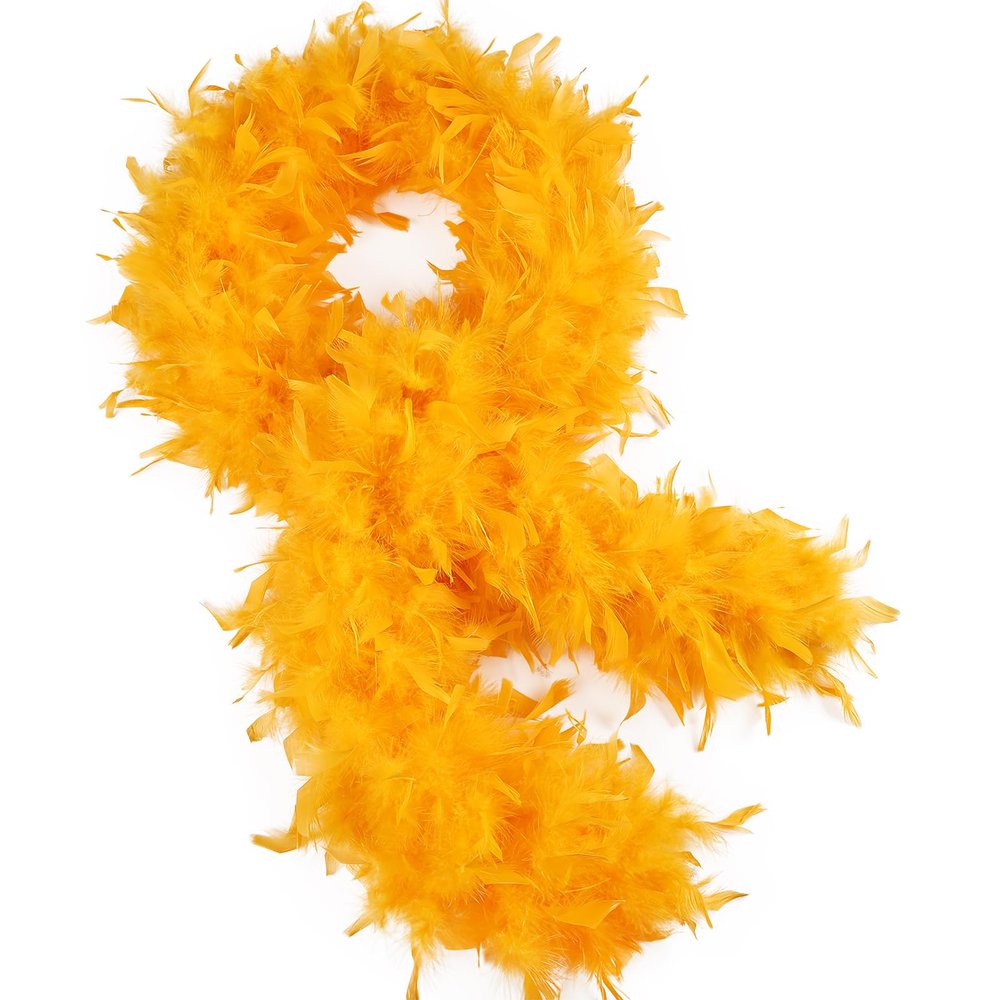 THARAHT Golden Yellow Chandelle Turkey Feather Boa 2 Yards 40g for DIY Craft Home Dancing Wedding Party Halloween Costume Decoration Feather Boa
