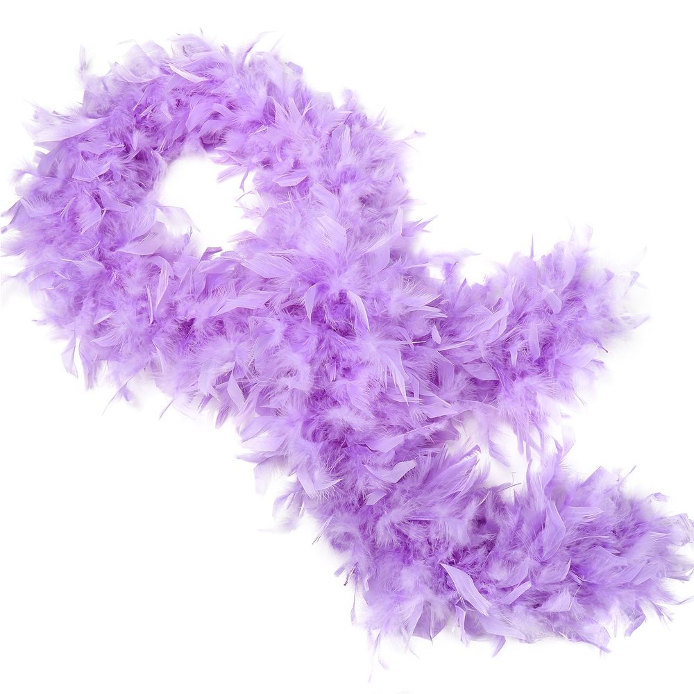 THARAHT Lavender Chandelle Turkey Feather Boa 2 Yards 40g for DIY Craft Home Dancing Wedding Party Halloween Costume Decoration Feather Boa