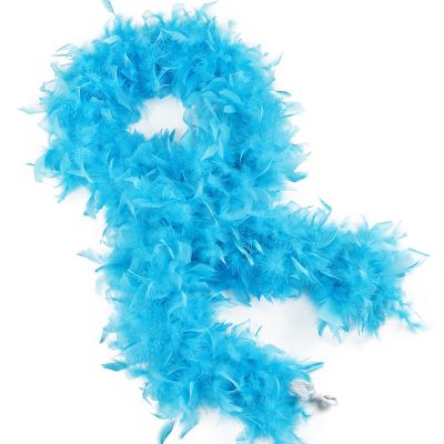 THARAHT Aqua Blue Chandelle Turkey Feather Boa 2 Yards 60g for DIY Craft Home Dancing Wedding Party Halloween Costume Decoration Feather Boa
