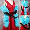THARAHT Aqua Blue Chandelle Turkey Feather Boa 2 Yards 60g for DIY Craft Home Dancing Wedding Party Halloween Costume Decoration Feather Boa view 4