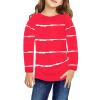 Little Girls Casual Long Sleeve T Shirts Crewneck Tunic Tops Kids Button Striped Tee First Birthday (Red, 4-5 Years) view 1