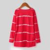 Little Girls Casual Long Sleeve T Shirts Crewneck Tunic Tops Kids Button Striped Tee First Birthday (Red, 4-5 Years) view 3