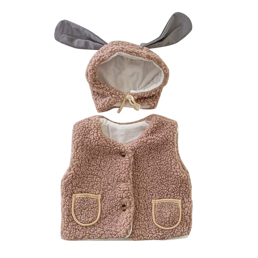 Infant Newborn Baby Boys Girls Sleeveless Lamb Vest Coat Outer Outwear Cardigan With Grandma Baby (Brown, 12-18 Months)