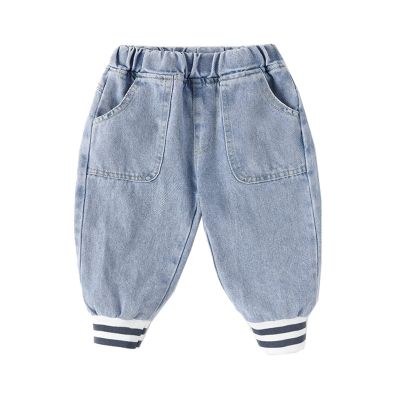 Children Toddler Kids Infant Baby Boys Girls Patchwork Striped Jeans Pants Trousers Little (Light Blue, 12-18 Months)